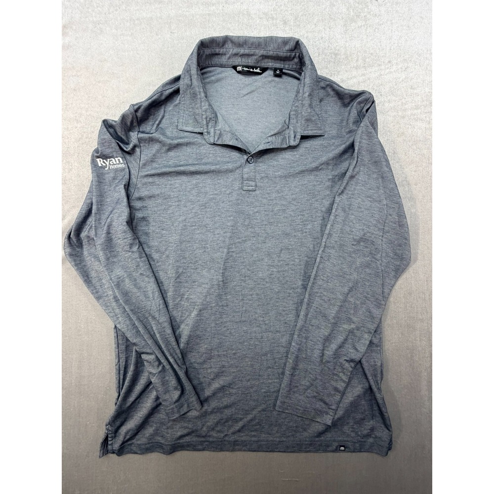 Travis Mathew Golf Long Sleeve Polo Shirt Gray Size XL Performance Golf